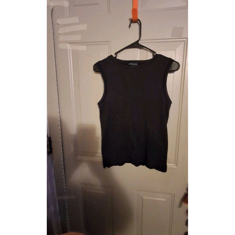 Ann Taylor Women's Black Sleeveless Top 100% Cotton Casual Basic Size Small